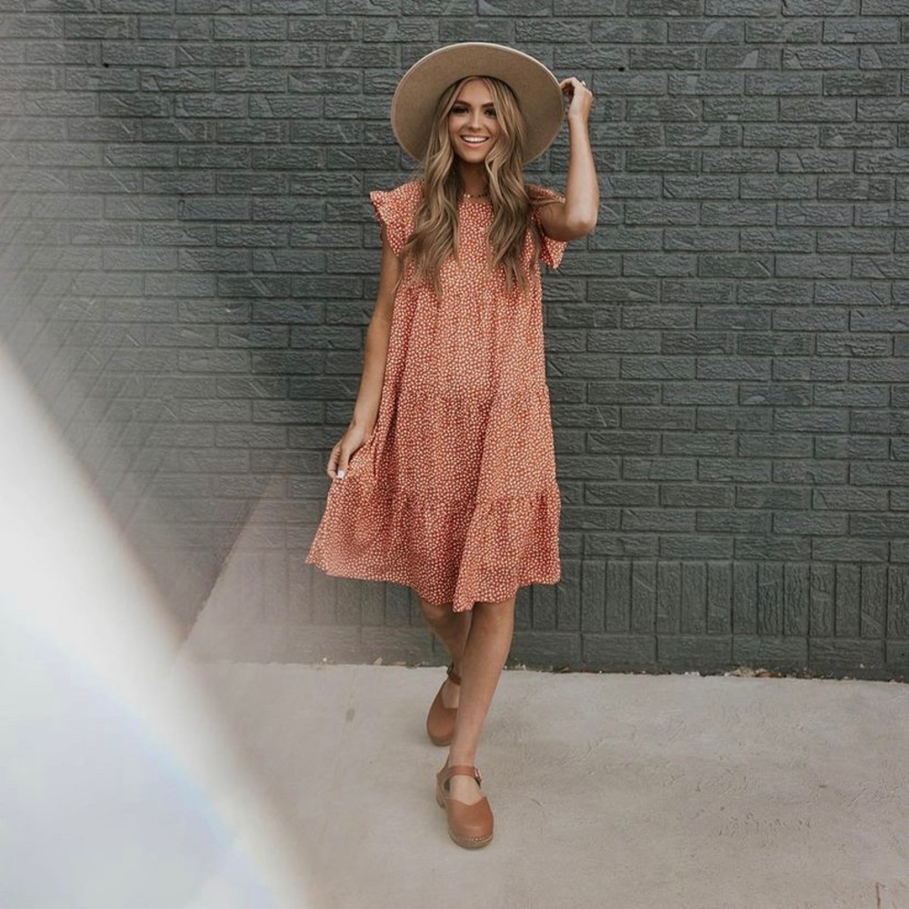 Red floral dress